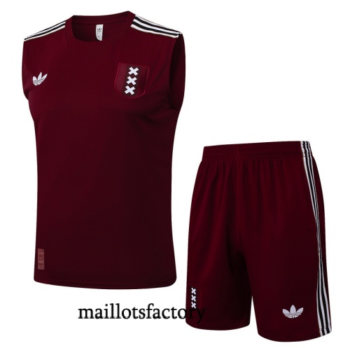 Soldes Maillot d'entrainement Ajax Debardeur 2025/26 Rouge/Blanc Kit