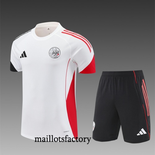 Grossiste Maillot d'entrainement Ajax Enfant + Shorts 2025/26 Blanc/Rouge/Noir Kit