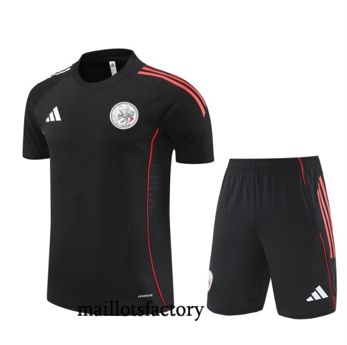 Achetez Maillot d'entrainement Ajax Enfant + Shorts 2025/26 Noir/Blanc/Rouge Kit