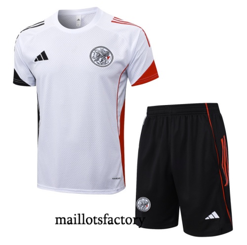 Achat Maillot d'entrainement Ajax + Shorts 2025/26 Blanc/Noir/Rouge Kit