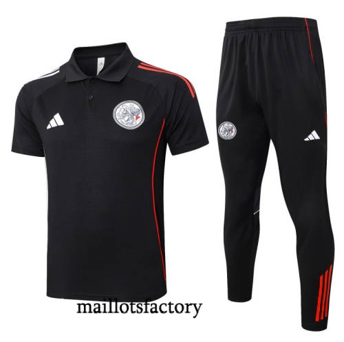 Achetez Maillot d'entrainement Ajax Polo 2025/26 Noir/Rouge Kit