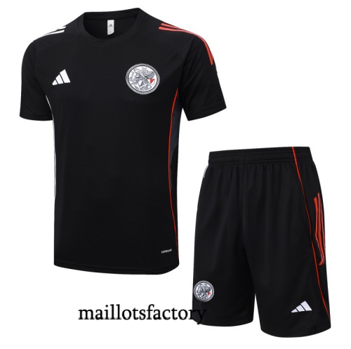 Site Maillot d'entrainement Ajax + Shorts 2025/26 Noir/Rouge Kit
