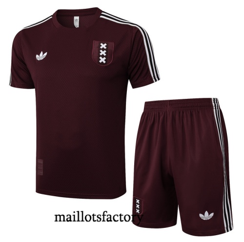 Soldes Maillot d'entrainement Ajax + Shorts 2025/26 Rouge/Blanc Kit