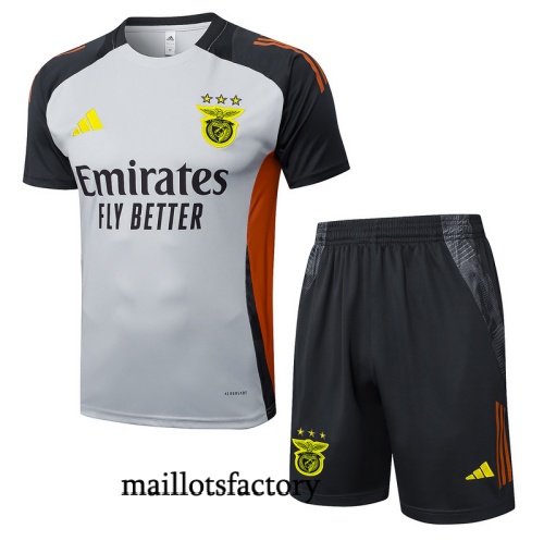 Site Maillot d'entrainement Benfica + Shorts 2025/26 Gris/Noir/Orange Kit