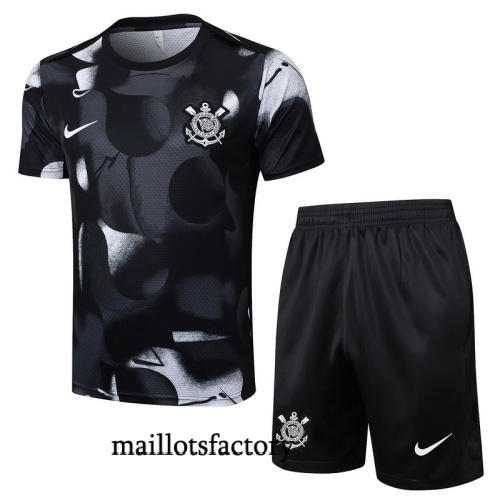 Soldes Maillot d'entrainement Corinthiens + Shorts 2025/26 Noir/Blanc Kit