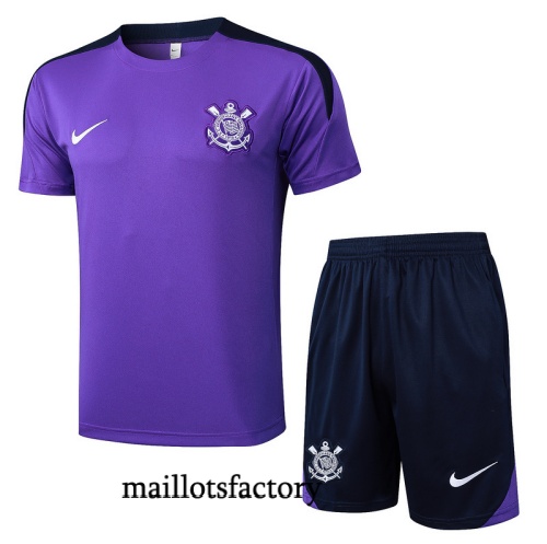 Grossiste Maillot d'entrainement Corinthiens + Shorts 2025/26 Violet/Bleu Marine Kit