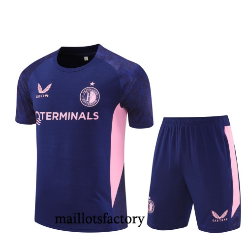Grossiste Maillot d'entrainement Feyenoord Enfant + Shorts 2025/26 Violet/Rose Kit