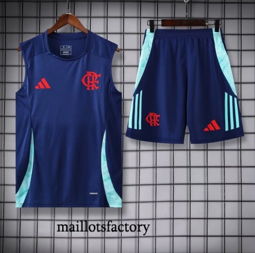 Grossiste Maillot d'entrainement Flamengo Enfant Debardeur 2025/26 Bleu Marine/Vert Kit