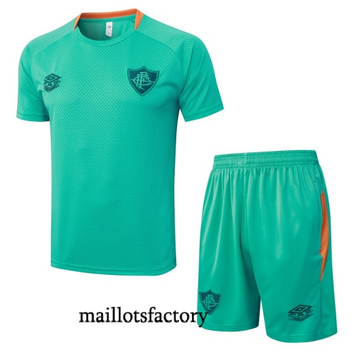 Grossiste Maillot d'entrainement Fluminense + Shorts 2025/26 Vert/Orange Kit