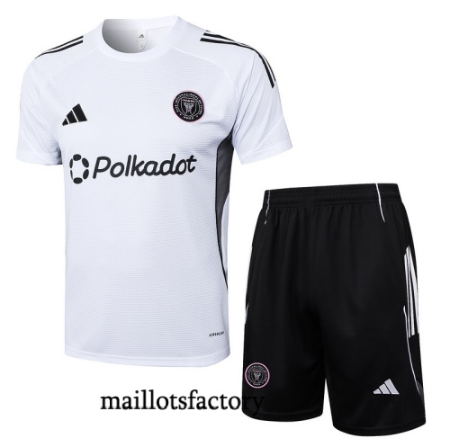 Grossiste Maillot d'entrainement Inter Miami + Shorts 2025/26 Blanc/Noir Kit