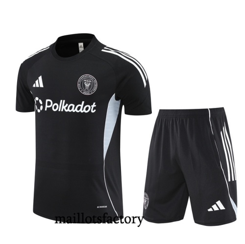 Soldes Maillot d'entrainement Inter Miami + Shorts 2025/26 Noir/Blanc Kit