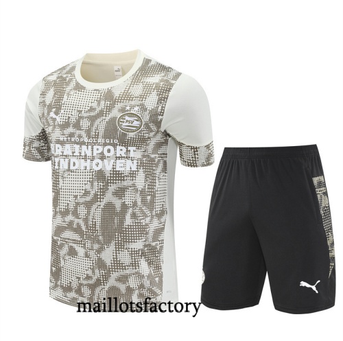 Soldes Maillot d'entrainement PSV Eindhoven Enfant + Shorts 2025/26 Jaune/Noir Kit