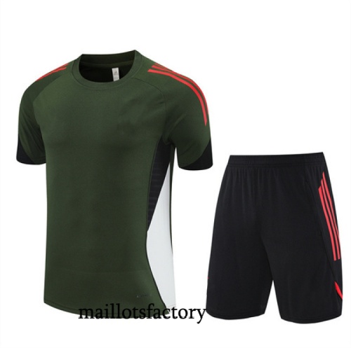 Grossiste Maillot d'entrainement Bayern Munich Enfant + Shorts 2025/26 Vert/Noir/Rouge Kit