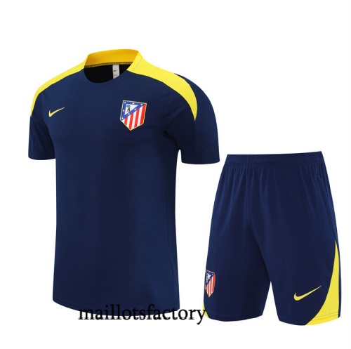 Grossiste Maillot d'entrainement Atletico Madrid + Shorts 2025/26 Bleu Marine/Jaune Kit