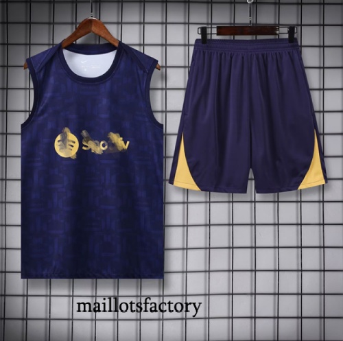 Site Maillot d'entrainement Barcelone Enfant Debardeur 2025/26 Bleu Marine/Jaune Kit