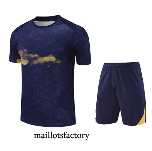 Grossiste Maillot d'entrainement Barcelone Enfant + Shorts 2025/26 Bleu Marine/Jaune Kit
