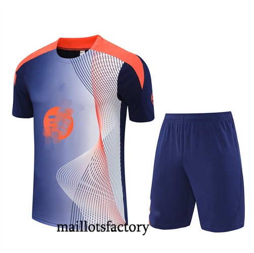Achetez Maillot d'entrainement Barcelone Enfant Shorts 2025/26 Bleu Marine/Orange Kit
