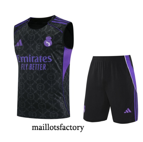 Site Maillot d'entrainement Real Madrid Debardeur 2025/26 Noir/Violet Kit