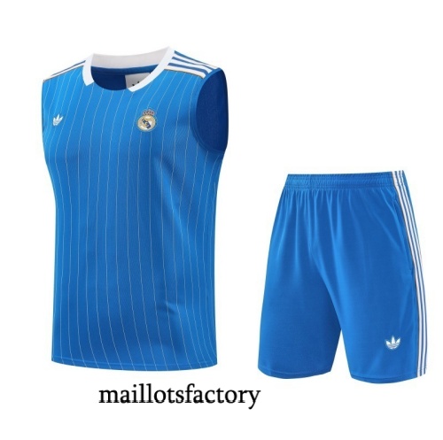 Soldes Maillot d'entrainement Real Madrid Debardeur 2025/26 bleu ciel/Blanc Kit