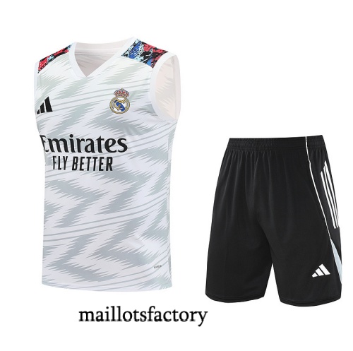 Achetez Maillot d'entrainement Real Madrid Debardeur 2025/26 Blanc/Noir Kit