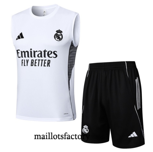 Choix Maillot d'entrainement Real Madrid Debardeur 2025/26 Blanc/Noir Kit