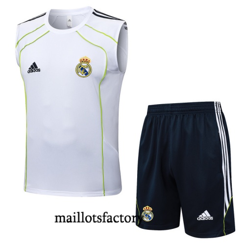 Vente Maillot d'entrainement Real Madrid Debardeur 2025/26 Blanc/Noir Kit