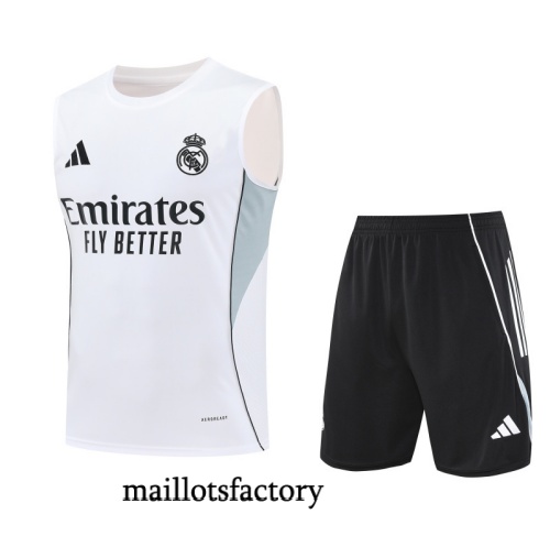 Achat Maillot d'entrainement Real Madrid Debardeur 2025/26 Blanc/Vert Kit