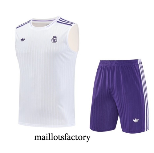 Soldes Maillot d'entrainement Real Madrid Debardeur 2025/26 Blanc/Violet Kit