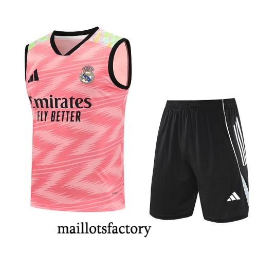 Soldes Maillot d'entrainement Real Madrid Debardeur 2025/26 Rose/Noir Kit
