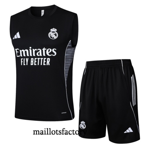 Site Maillot d'entrainement Real Madrid Debardeur 2025/26 Noir/Blanc Kit