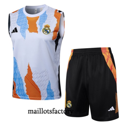 Achat Maillot d'entrainement Real Madrid Debardeur 2025/26 Jaune/Blanc Kit