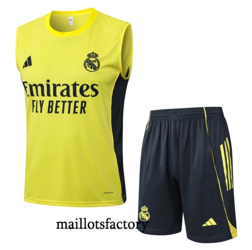 Soldes Maillot d'entrainement Real Madrid Debardeur 2025/26 Jaune/Gris foncé Kit