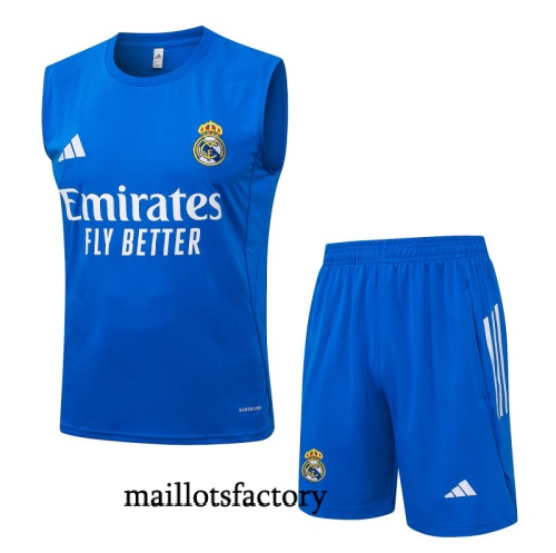 Site Maillot d'entrainement Real Madrid Debardeur 2025/26 Bleu/Blanc Kit