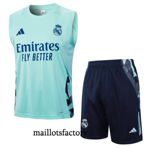 Soldes Maillot d'entrainement Real Madrid Debardeur 2025/26 Vert/Bleu Kit