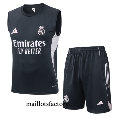 Site Maillot d'entrainement Real Madrid Debardeur 2025/26 Gris foncé/Blanc Kit