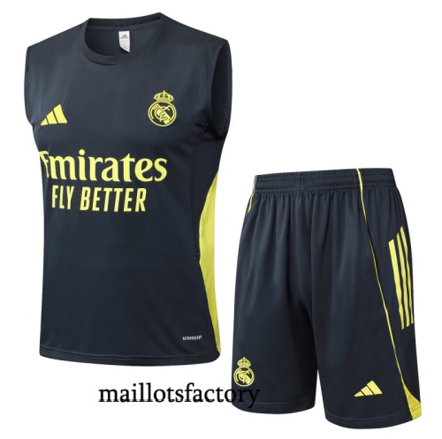 Achat Maillot d'entrainement Real Madrid Debardeur 2025/26 Gris foncé/Jaune Kit