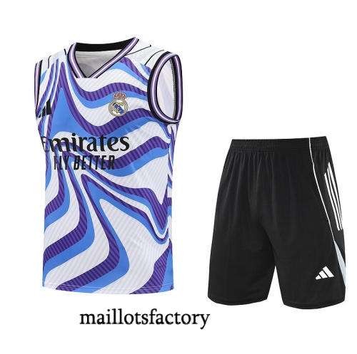 Grossiste Maillot d'entrainement Real Madrid Debardeur 2025/26 Violet/Noir/Blanc Kit