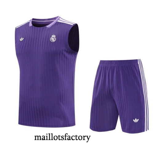 Site Maillot d'entrainement Real Madrid Debardeur 2025/26 violet/Blanc Kit