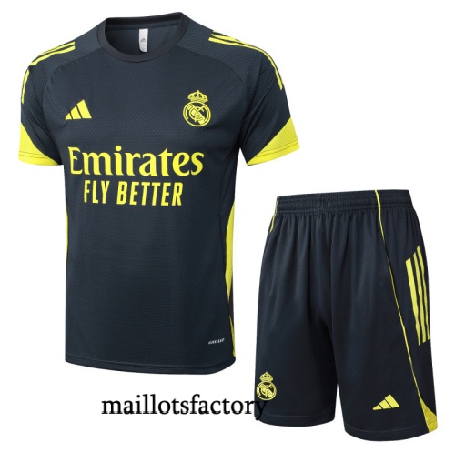 Achat Maillot d'entrainement Real Madrid Shorts 2025/26 Gris foncé/Jaune Kit