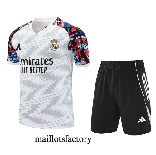 Site Maillot d'entrainement Real Madrid + Shorts 2025/26 Blanc/Noir/Rouge Kit