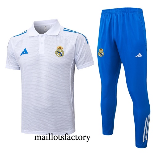 Site Maillot d'entrainement Real Madrid Polo 2025/26 Blanc/Bleu Kit