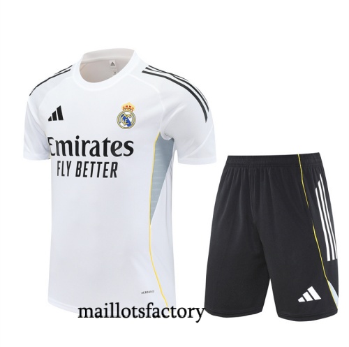 Achat Maillot d'entrainement Real Madrid + Shorts 2025/26 Blanc/Noir Kit