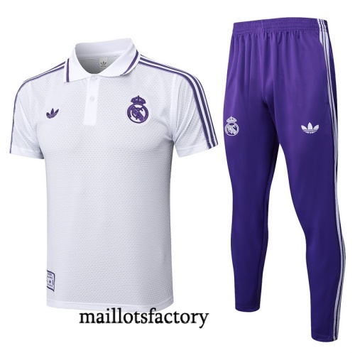 Achetez Maillot d'entrainement Real Madrid Polo 2025/26 Blanc/Violet Kit