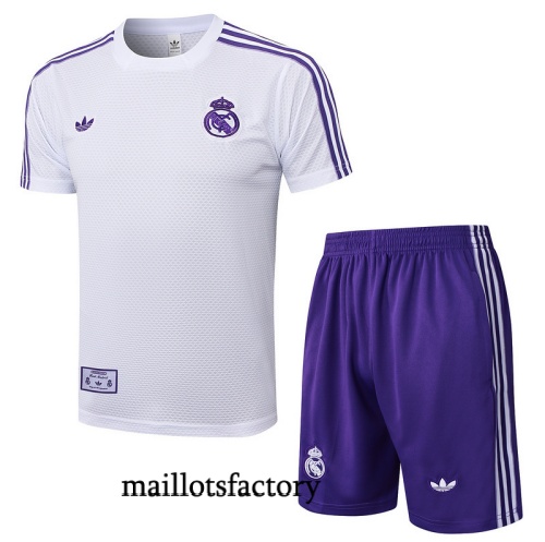 Achat Maillot d'entrainement Real Madrid + Shorts 2025/26 Blanc/violet Kit