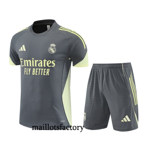 Grossiste Maillot d'entrainement Real Madrid + Shorts 2025/26 Bleu Marine/Jaune Kit
