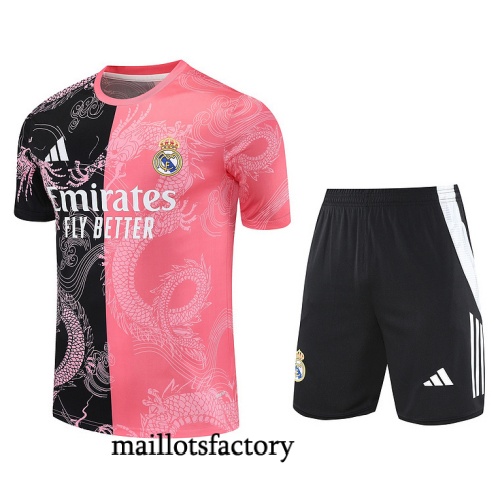 Soldes Maillot d'entrainement Real Madrid + Shorts 2025/26 Rose/Noir/Blanc Kit
