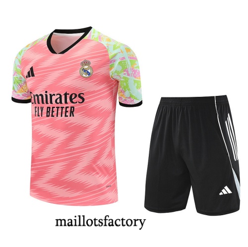 Grossiste Maillot d'entrainement Real Madrid + Shorts 2025/26 Rose/Noir/Vert Kit