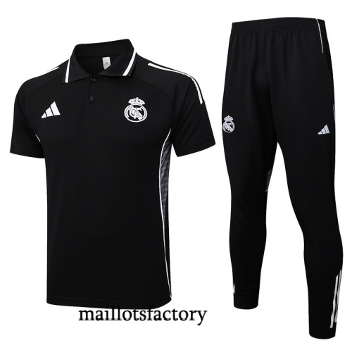 Soldes Maillot d'entrainement Real Madrid Polo 2025/26 Noir/Blanc Kit