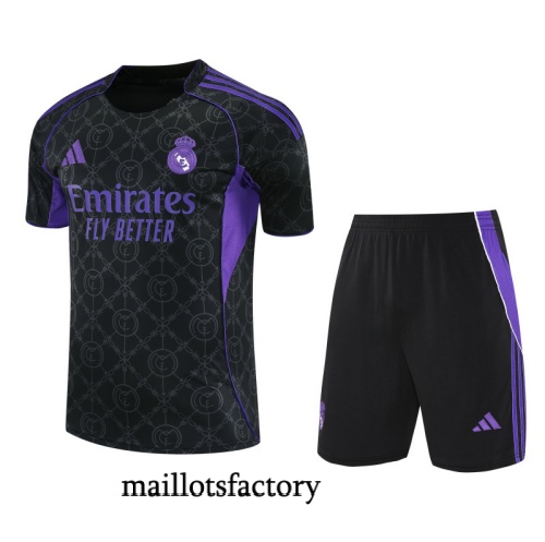Site Maillot d'entrainement Real Madrid + Shorts 2025/26 Noir/Violet/Blanc Kit