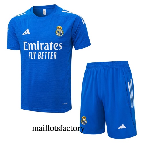 Soldes Maillot d'entrainement Real Madrid + Shorts 2025/26 Bleu/Blanc Kit